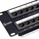 NewYork Cables 48 Port Cat6 Patch Panel, 10Gb Ethernet, 2U 19-Inch Rack or Wall Mount, UTP Network Patch Panel, Heavy-Duty Steel, Color-Coded T568A/B, 110/Krone Compatible, Black