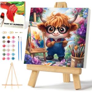 xcemhil Paint by Numbers Kit for Adults with Frame, Cow Paint by Number for Adults, Adult Paint by Number Kits on Canvas for Home Decor Gift 10x10 Inch
