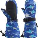 BAVST Winter Kids Waterproof Gloves for Boys Girls Snow Ski Toddler Baby Mittens Outdoor for Infant Teens 1-5T (L(4-6T), Shark)