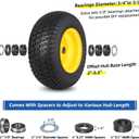 GICOOL 16x6.50-8 Tubeless Tire and Wheel, 16x6.5-8 Lawn Mower Tires, 3"-4.5" Offset Hub, 3/4" or 5/8" Bearing, Universal Fit Riding Mower and Garden Tractor Front Wheel, 4 Ply, S-Turf Pattern, 2 Pack