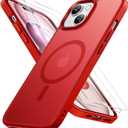 Miracase Magnetic for iPhone 15 Case (Compatible with MagSafe)with 2X Screen Protectors Military-Grade Protection, Anti-Fingerprint Translucent Matte Phone Cover for iPhone 15 6.1 inch, Red