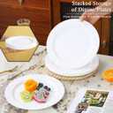 Berglander White Plastic Plates Set of 12 Pieces 10", Reusable and Unbreakable Flat Dinner Plates, Salad Plates, Pasta Bowls, Dishes Set Easy to Carry for Home, Garden, Picnic, Camping, Outdoor