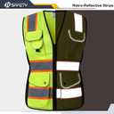 JKSafety Women Hi-Vis Reflective Safety Vest | Neon Color body Sewed Reflective Strips Breathable Lightweight ANSI Compliant (Yellow)
