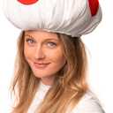 ComfyCamper Mushroom Hat Costume for Adults - Womens Mens Pink Red White Cosplay Halloween Costumes Women, One Size