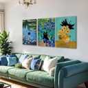 3 Pcs Funny Black Cat Canvas Wall Art Cat in Water Lilies Painting Picture Wall Decor Garden Flowers Black Cat Aesthetic Poster Print Artwork for Room Bedroom Living Room Bathroom Home Decoration (24L" x 16W")