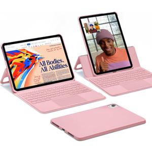 ESR Ascend Keyboard Case for iPad Air 11" (M3/M2, 2025/2024) & iPad Pro 11 (4th/3rd/2nd/1st Gen), iPad Air 5th/4th, Magnetic Detachable, Adjustable Portrait/Landscape Stand, Pink