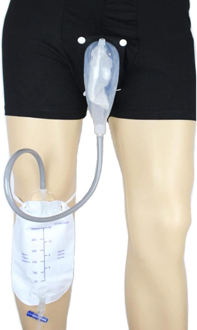 Male Urine Collector, Wearable Urine Collection Bag for Men, Men's Portable External Catheter Device with Two 1000ml Urine Bag Reusable (L)