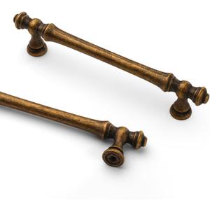 Asidrama 10 Pack 5 Inch(128mm) Antique Brass Kitchen Cabinet Handles, Vintage Retro Cabinet Pulls Kitchen Cabinet Hardware for Cupboard Drawer Pulls (5" Hole Center)