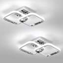 CANEOE 2 Packs Led Ceiling Light Fixture,Modern Hallway Light Fixtures Ceiling Lighting,Square Close to Ceiling Lights for Bathroom Bedroom Kitchen Balcony Stair Small Hallway Lamp (Chrome)