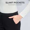SANDY & SID Cropped Pants for Women Petite Small Size Mid Waist Slim Fit Work Pants Stretch Trousers Slack Casual Office Wear (Black, L)