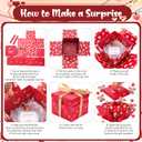 Red Butterfly Explosion Gift Box with Lid, DIY Unique Exploding Surprise Love Heart Gift Box with Lip for Valentines Day, Galentine's Day, Wedding, Anniversaries