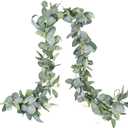 DearHouse 6.2 Feet Eucalyptus Garland Artificial Silk Eucalyptus Leaves Vines Handmade Garland Greenery Wedding Home Backdrop Arch Wall Decor