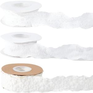 3 Rolls 3 Style 29.84 Yards White Ruffle Edge Chiffon Plaid Ribbon Double Ruffled Gingham Spring Flower Pattern Fabric Ribbons Set for Sewing Making Crafts Wedding Bouquets Gift Wrapping Diy