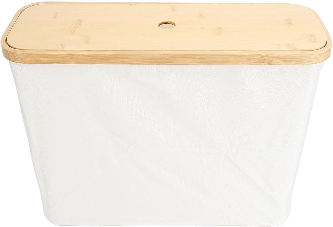 FILFEEL Stylish Foldable Toilet Storage Basket with Lid, Versatile for Bathroom, and Container (Beige)