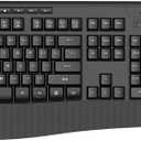 Wireless Keyboard and Mouse Combo, E-YOOSO 2.4GHz Full Sized Ergonomic Wireless Keyboard with Wrist Rest, 3 DPI Adjustable and 6 Buttons Cordless USB Mouse for Computer, Laptop, PC, Windows (Black)