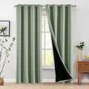 jinchan 95% Blackout Boho Curtains 84 Inches Long for Bedroom White on Sage Green Geometric Printed Grommet Top Room Darkening Thermal Insulated Window Drapes 2 Panels