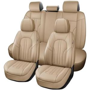 MINGBRON Car Seat Covers, Car Seat Protector Waterproof, Seat Covers Full Set, Car Seat Protectors, Automotive Seat Covers Fit for Most Cars Beige