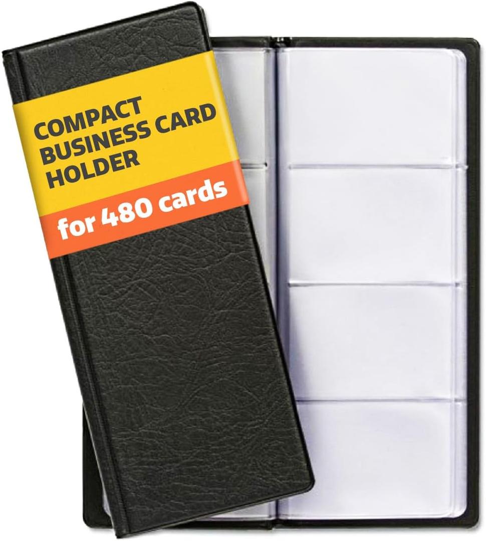 Business Card Holder Organizer - Book for 480 Cards - Space-Saving Black Business Card Wallet - Credit Card & Name Card Holder