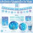 Domensi 173 Pcs Winter Snowflake Party Supplies Christmas Winter Tableware Set Snowflake Tablecloth Plates Cups Napkins Spoons Forks Knives Banner for Xmas Holiday Birthday Party Decoration