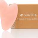 Rose Quartz Gua Sha Facial Tool Heart-Shaped Crystal for Puffiness, Lymphatic Drainage & Facial Sculpting  Hand-Carved Brazilian Stone for Face, Neck & Body