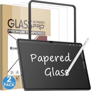 Esanik 2 Pack Like Paper Glass Screen Protector for Samsung Galaxy Tab S10 Ultra/S9 Ultra/S8 Ultra (14.6 inch) 9H Tempered Glass Film with Alignment Frame, Writing Like on Paper, Anti Glare