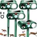 4Pack Upgraded Deer Repellent Devices Solar Ultrasonic Animal Repellent Outdoor with Motion Sensor Strobe Light for Squirrel Raccoon Rabbit Cat Deterrent Sonic Fortress Pro Keep Pests Out of Yard Farm