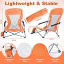 Huwena 2 Pack Beach Chairs with Umbrella for Adults, Low Folding Chair Set, Adjustable Detachable Umbrella, Lightweight Portable with Cup Holder & Carry Bag, for Beach Camping Travel(Orange)