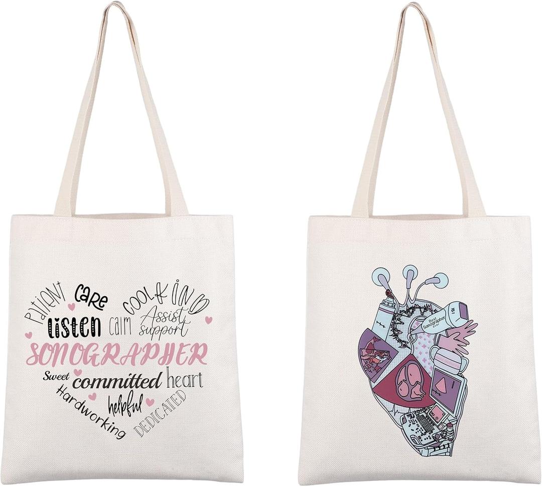 CMNIM Sonographer Gifts Heart of a Sonographer Tote Bag Radiologist Tote Ultrasound Tech Appreciation Graduation Gift for Her