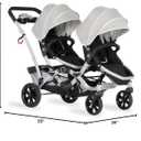 Dream On Me Track Tandem Double Umbrella Stroller in Light Grey, Lightweight Double Stroller for Infant and Toddler, Multi-Position Reversible & Reclining Seats, Large Storage Basket and Canopy