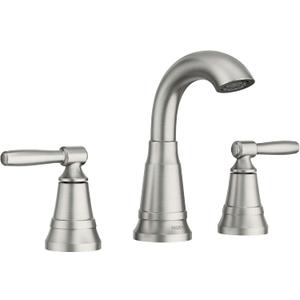 Moen Halle Spot Resist Nickel Widespread Traditional Bathroom Faucet with Drain Assembly for 3-Hole Applications, 84972SRN