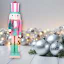 Christmas Nutcracker Ornament 15inch King Soldier Nutcracker Suitable for Table, Fireplace Decoration Christmas Party Supplies (Pink Holding Christmas Tree)