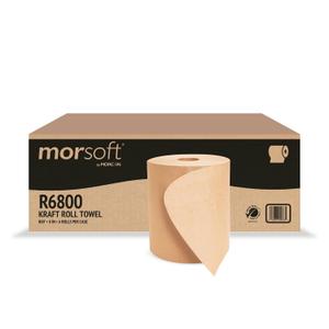 Morsoft by Morcon Paper R6800 Universal Hardwound Roll Towels, 100% Recycled Fibers, 6 Rolls X 800 ft Brown Paper Towels, 6 Count