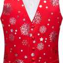 DiBanGu Mens Christmas Vest and Bow Tie Set Festival Christmas Snowflake Suit Vest for XmasNew Year Party Formal (Large)