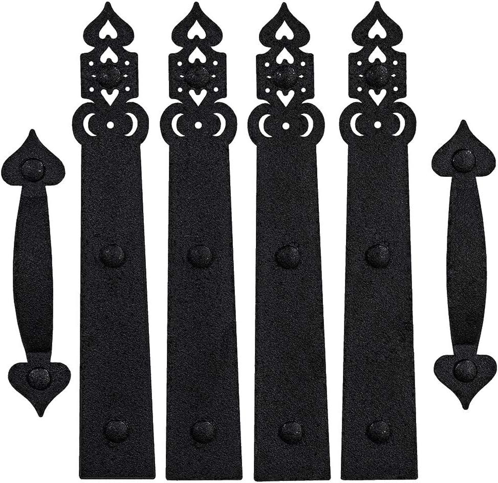 Magnetic Garage Door Decorative Hardware Faux Hinges and Handles Kit,2 Handles 4 Hinges Color:Black