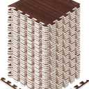 Yes4All EVA Interlocking Mats, Puzzle Floor Tiles, Foam Floor Padding with Border for Furniture, Home Space, Living Room, Garage 11,22,32 SQFT (D. Walnut Wood Dark)