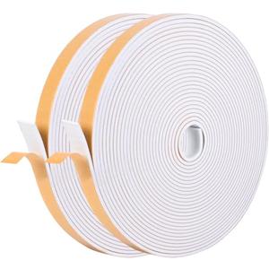 Self Adhesive Foam Tape Weatherstrip 1/2in x 1/4in x 42Ft High Density Foam Insulation Strips Foam Seal Weather Stripping with Strong Adhesive for Door and Window Sound Isolation Soundproofing, White