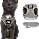 Travel Cat Harness and Leash Set - Adjustable Fit Mesh Cat Harness and Reflective Strap - Comfort Walking Vest for Kitten for Outdoor Walking, Hiking (Medium, Grey)