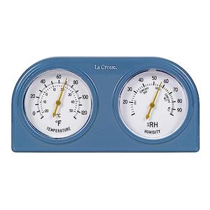 La Crosse 104-288BL-TBP Blue Analog Thermometer and Humidity Gauge