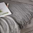BOURINA Light Grey Throw Blanket 60x80 Inches Throw Textured Solid Soft Sofa Throw Couch Knitted Decorative Blanket