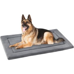 KHONSU PET Dog Bed Mat for Crate 1.1in Slim Cooling Pad Reversible Flannel & Waterproof Canva for Dogs up to 130 lbs