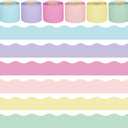 240 Ft Pastel Bulletin Board Borders Colorful Classroom Borders Scalloped Border Trim Pastel Bulletin Board Decorations for Classroom Chalkboard Home Wall Office Decoration, 6 Rolls