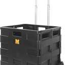 MaxWorks 51051 Collapsible Black Rolling Folding Dolly Cart for Teachers - Multi-Functional Dolly with Extra Storage Durable Wheels and Easy-to-Fold Design for Classroom Office Shopping - Without Lid
