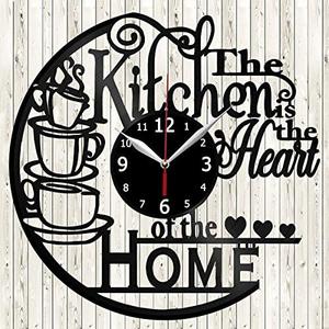 Kitchen Clock Coffee Vinyl Record Wall Clock Design Wall Clock Coffee Bar Decor Gifts for Kitchen and Room Decoration