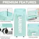 Goodpick Rolling Laundry Basket with Wheels,75L Large Collapsible Laundry Hamper with Removable Wash Bag Space for living room, Blue (Blue 1-Pack)