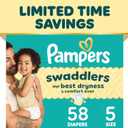 Pampers Swaddlers Diapers, Size 5 (20-37 lbs), 58 Count, Absorbent, Keeps Baby Dry and Comfortable, Skin Safe Disposable Baby Diaper