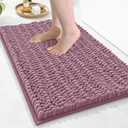 Arotive Luxury Chenille Bathroom Rug Mat, Extra Soft Thick Absorbent Shaggy Bath Rugs, Non-Slip Machine Wash Dry, Plush Bath Mats for Bathroom, Shower and Tub, 24x16, Deep Plum