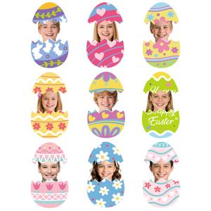 54Pcs Easter Egg Cutouts, Spring Classroom Bulletin Board Decorations, Colourful Eggs Paper Cutting with DIY Photo Space for School Easter Party Home Wall Decor