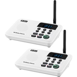 Wuloo Intercoms Wireless for Home 1 Mile Range 22 Channel 100 Digital Code Display Screen, Wireless Intercom System for Home House Business Office, Room to Room Intercom Communication(2Station, White) (2 Stations-White)