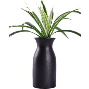 WHJY 6 inch Black Nordic Minimalist Matte Handmade Ceramic Vases, Japanese Zen Stoneware Flowerware, Floral Decorations, for Living Room, Study, Bedroom, Balcony, Bar - Short Black