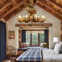 Deer Antler Chandelier Lighting,Large Deer Rustic Farmhouse Chandelier Light Fixtures for Dining Room Living Room Kitchen Island Bedroom Entryway Foyer (9 Lamp Arms + 6 Arms)